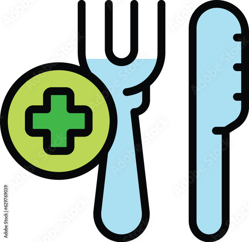 Medical food icon outline vector. Nurse care. Clinic health color flat