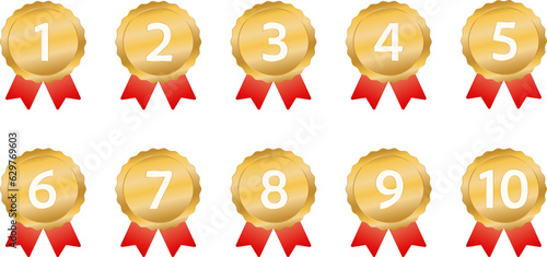 Ranking icon set / illustration / winner / gold/ ribbon