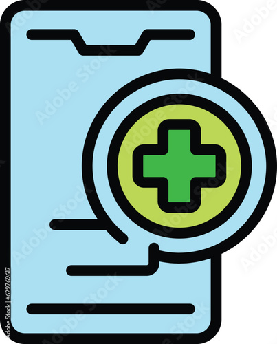 Smartphone medical help icon outline vector. Medica care. Nurse health color flat