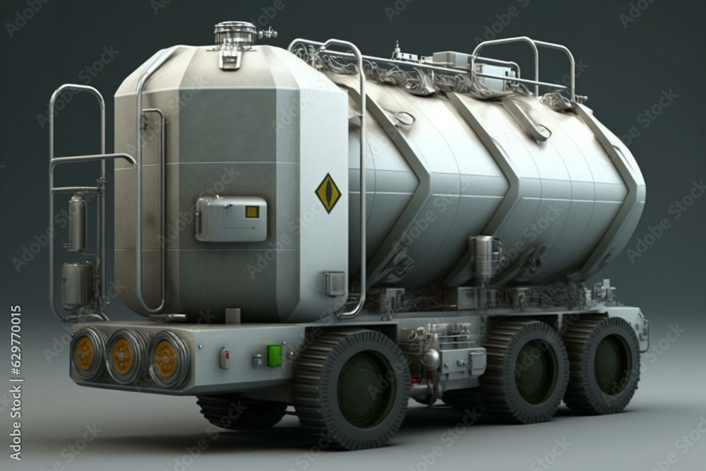 Transportable metal tank for carrying liquids and gases. Generative AI