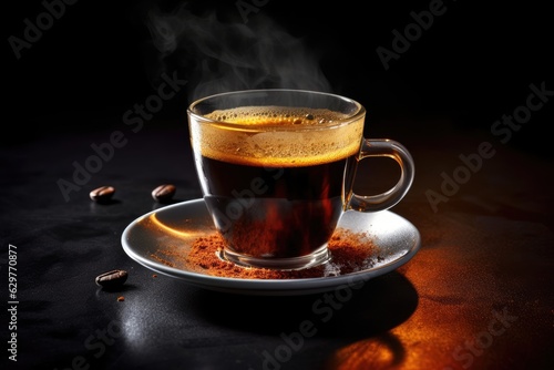 A steaming cup of coffee on a wooden table