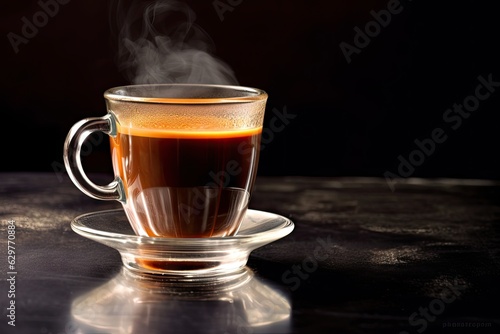 A hot cup of coffee on a saucer
