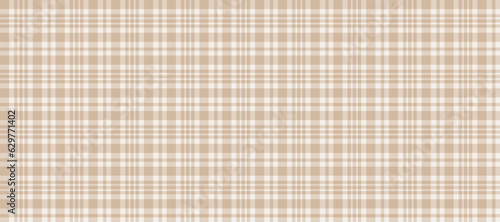 Gingham seamless pattern. Warm beige vichy background texture. Checkered tweed plaid repeating wallpaper. Natural nude tartan fabric and textile swatch design. Vector 