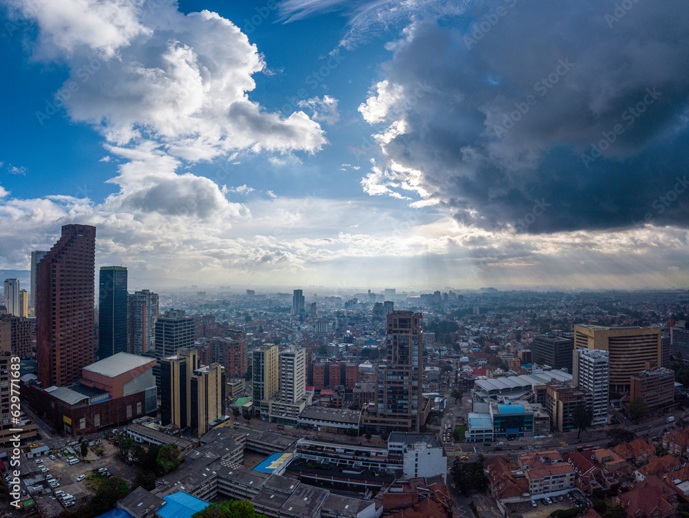 Fototapeta premium Aerial Delight: Discovering Bogotá's International Center from Above