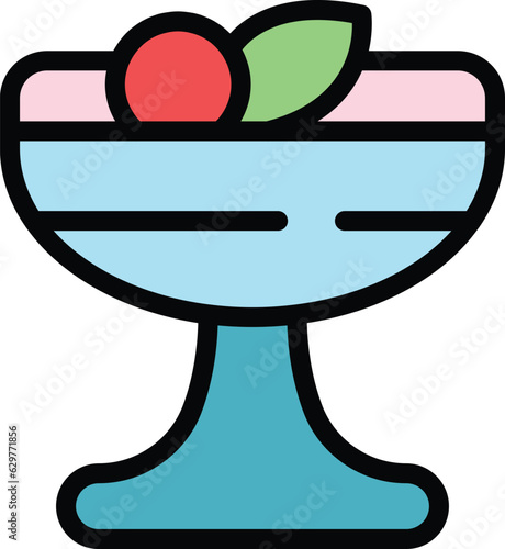 Jelly icon outline vector. Bright dessert. Shiny fruit color flat
