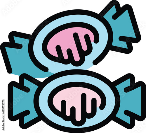 Jelly bonbon icon outline vector. Candy fruit. Dessert gum color flat