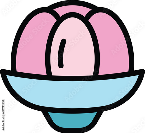 Jelly dessert icon outline vector. Shiny fruit. Bean gelatin color flat