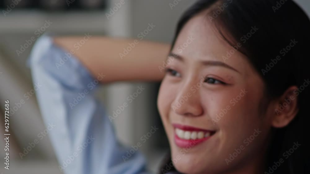 Smile and relxaing woman face after finish working. Smile and relxaing woman face after finish working.