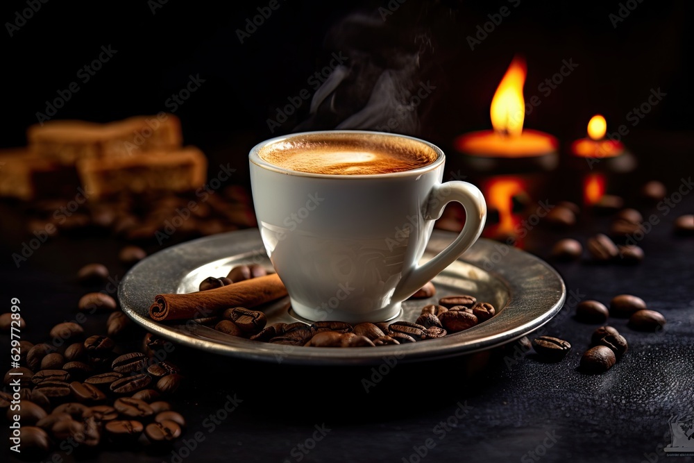 Fototapeta premium A cup of coffee on a saucer