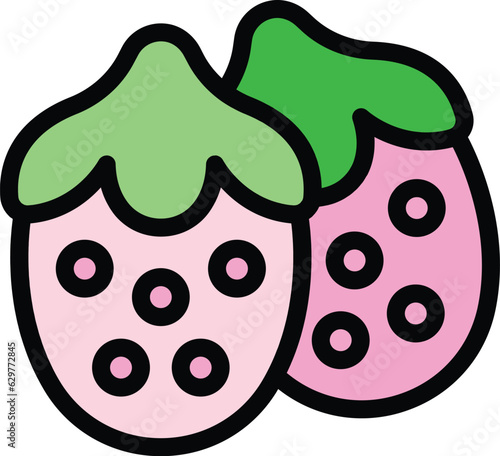 Strawberry jelly icon outline vector. Sweet fruit. Candy gummy color flat