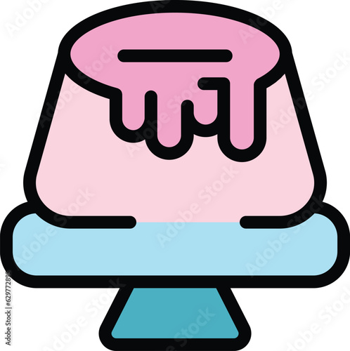 Jelly cake icon outline vector. Bright dessert. Bear fruit color flat