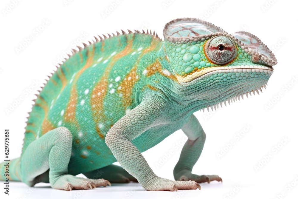 Obraz premium A lizard up close on a white background