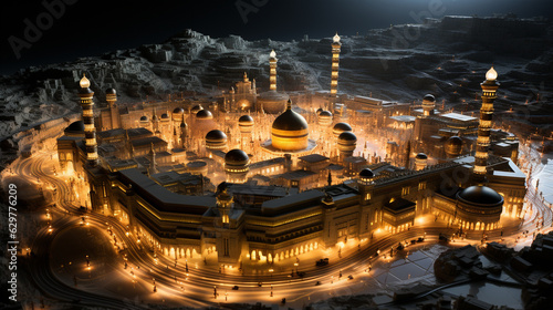 the beautiful view of the city of Mecca and also the place of worship of the Kaaba