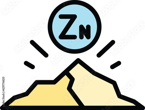 Zinc mineral icon outline vector. Vitamin zn. Iron element color flat