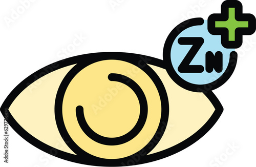 Zn eye vitamin icon outline vector. Iron element. Mineral food color flat