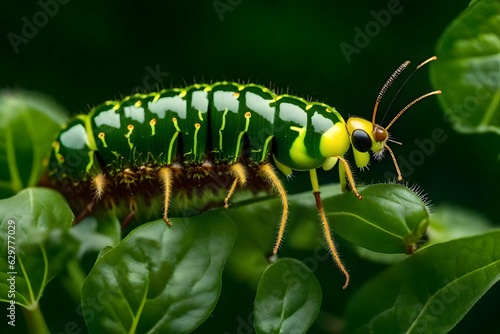 green caterpillar on a leaf © Muhammad