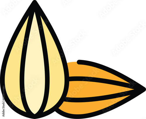 Nut zinc icon outline vector. Iron element. Food vitamin color flat