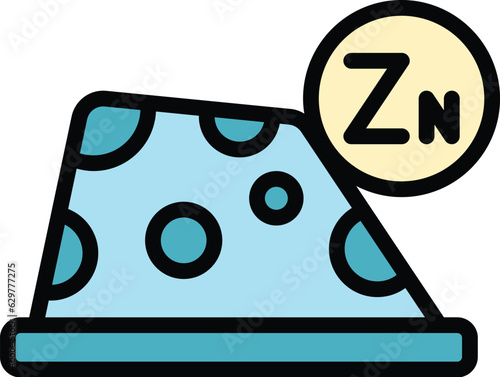 Zn food icon outline vector. Zinc vitamin. Rich chemical color flat