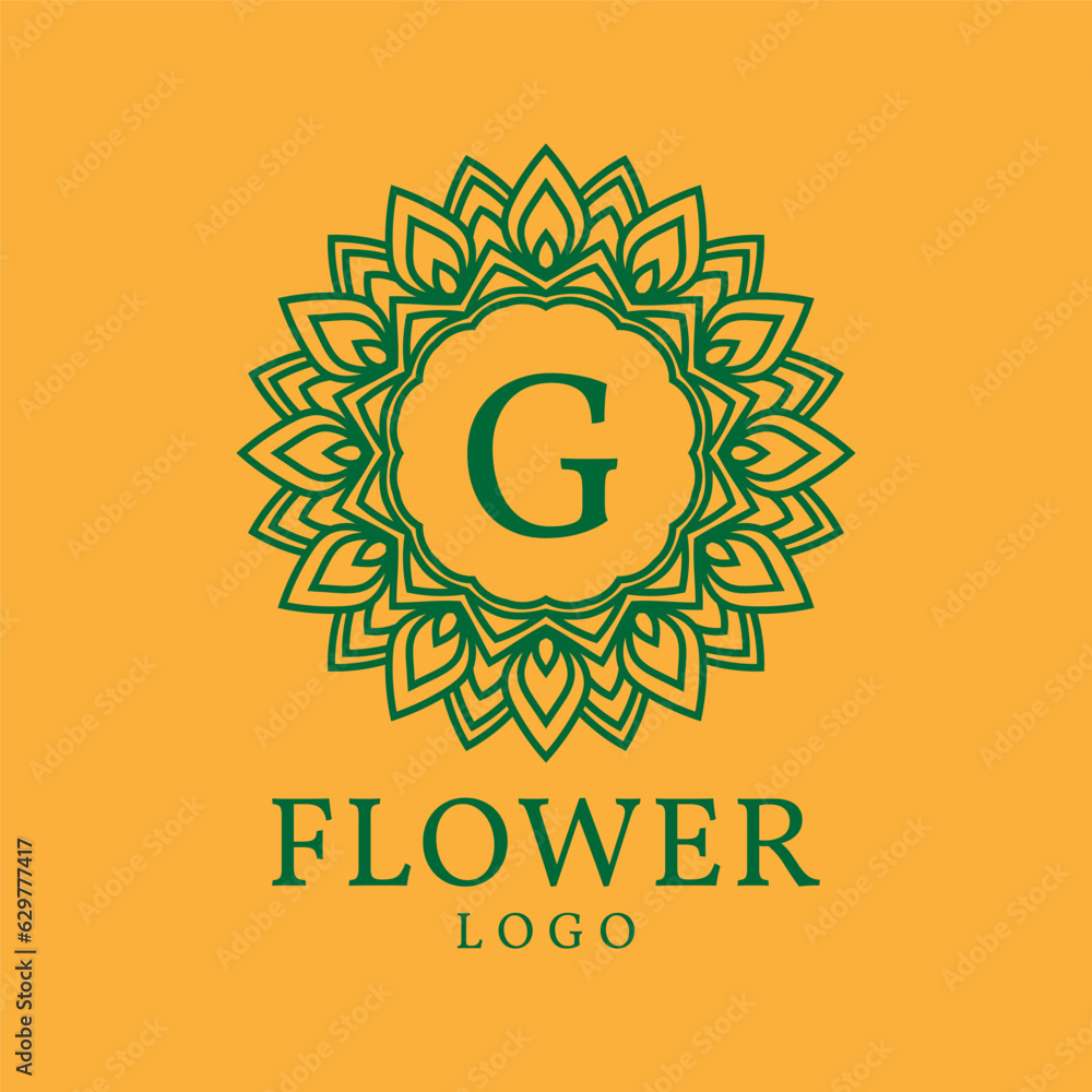 Fototapeta premium flower frame letter G initial vector logo design