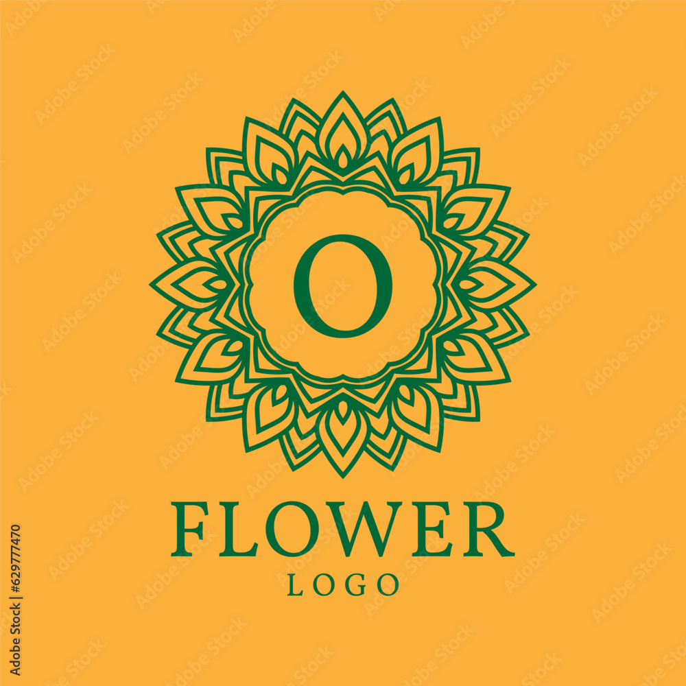 Fototapeta premium flower frame letter O initial vector logo design