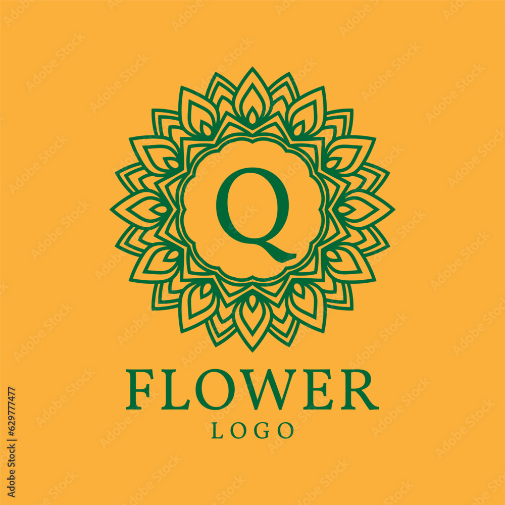Fototapeta premium flower frame letter Q initial vector logo design