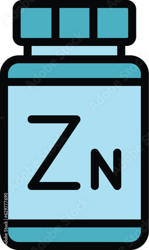 Zn jar capsule icon outline vector. Zinc element. Food mineral color flat