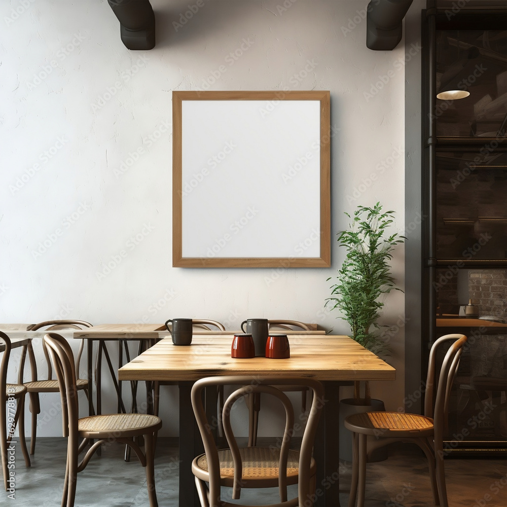 Blank poster mockup in modern home. AI Generated Image
