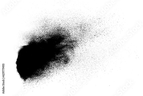 Black grainy texture isolated on white background. Dust overlay. Dark noise granules. Digitally generated image. Vector design elements. Illustration, Eps 10.