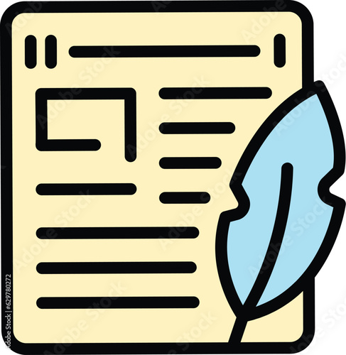 Feather idea icon outline vector. Creative strategy. Business light color flat