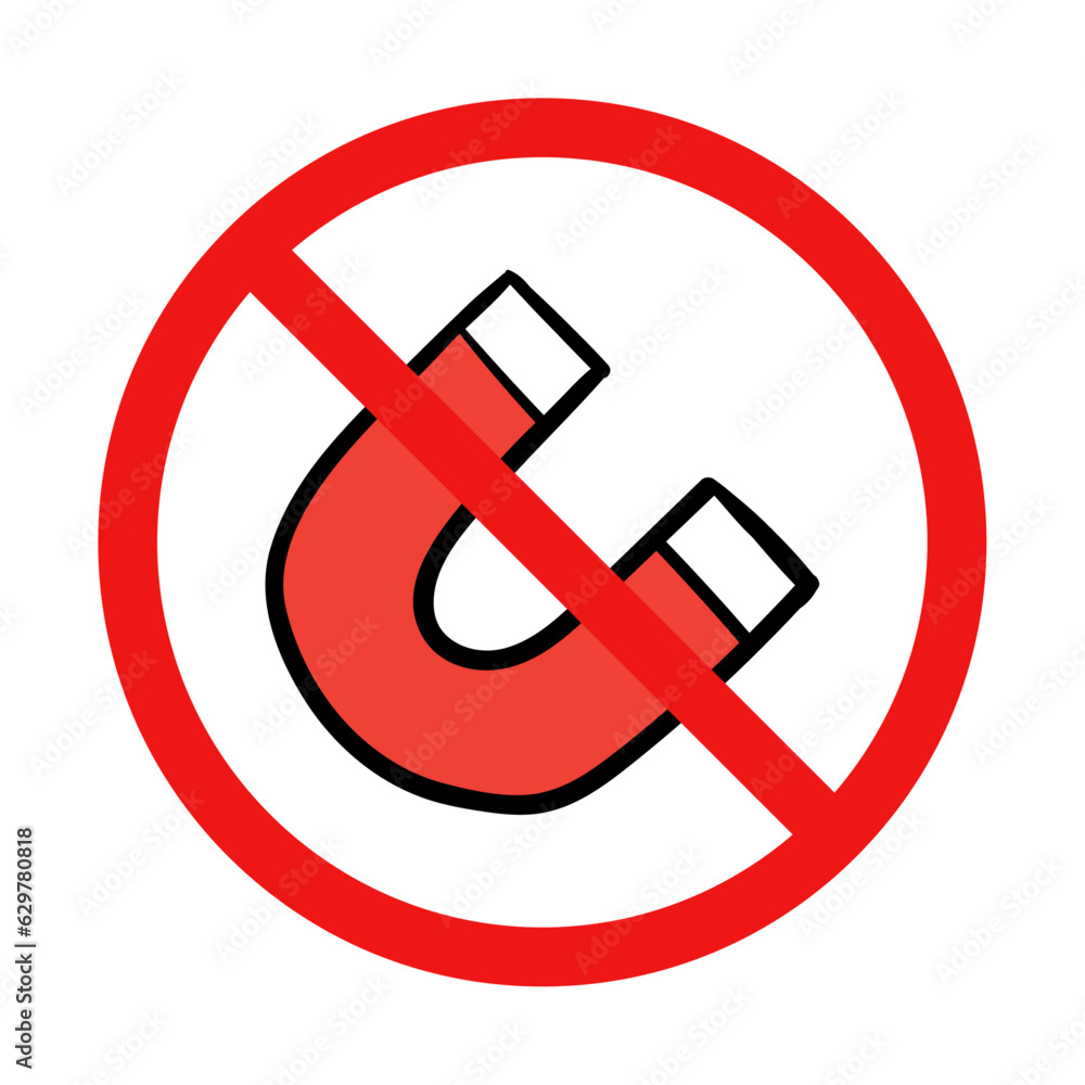 No Magnet Sign on White Background No Magnet Sign on White Background