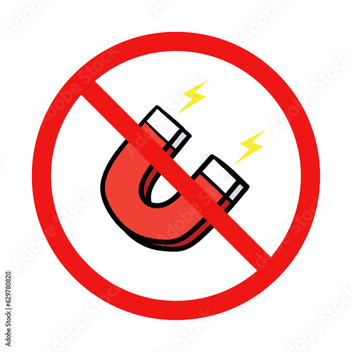 No Magnet Sign on White Background