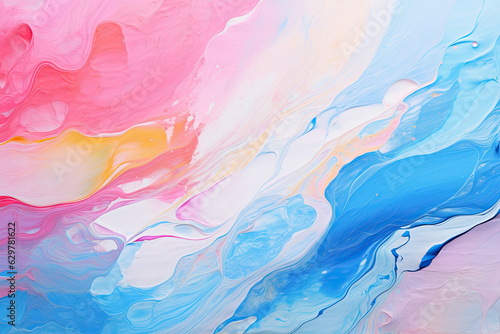 Abstract background of acrylic paint in blue, pink and white colors.