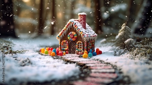 Gingerbread house at christmas day Generative AI