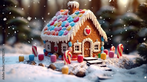 Foto Gingerbread house at christmas day Generative AI