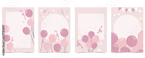 Baby shower invitation card for girl with balloon, cloud,sky, pink