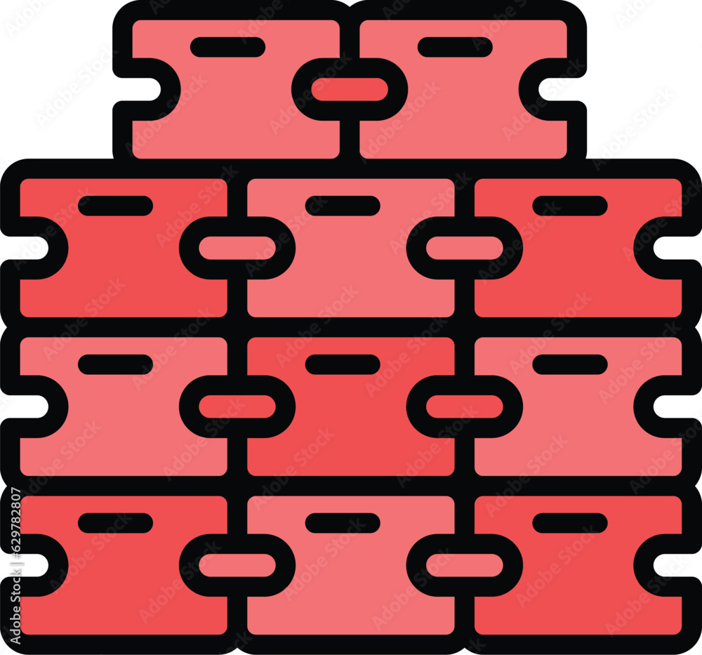 Mortar wall icon outline vector. Brick construction. Trowel local color flat Mortar wall icon outline vector. Brick construction. Trowel local color flat