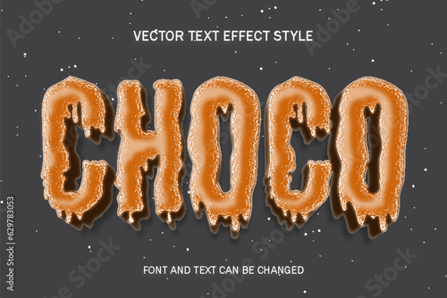 choco chocolate melting slime liquid jam typography editable text effect font style template background design