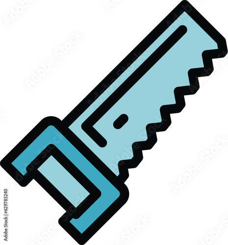 Hand saw icon outline vector. Drywall plaster. Cement pile color flat