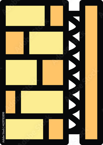 Brick drywall icon outline vector. Painter pile. Wall construction color flat