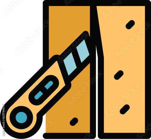 Cut drywall icon outline vector. Home paint. Wall construction color flat