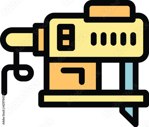 Cutter saw icon outline vector. House cement. Home brick color flat