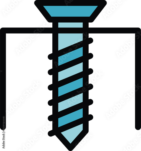 Steel screw icon outline vector. Drywall construction. Plaster house color flat