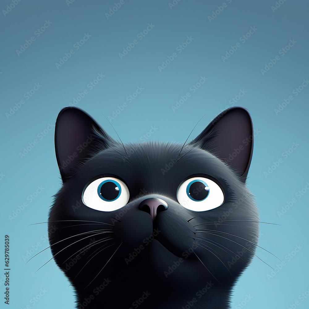 Close-up minimal cartoon cat Close-up minimal cartoon cat