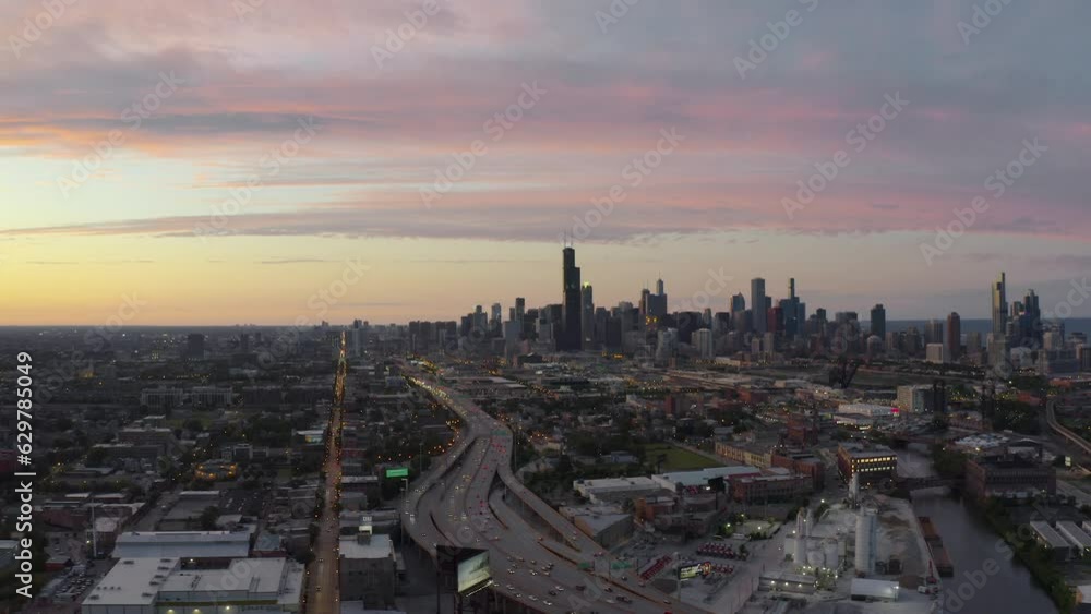 Aerial view of downtown Chicago looking north from south Aerial view of downtown Chicago looking north from south