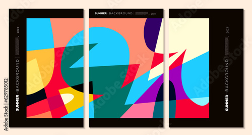 Vector Colorful Abstract Geometric and Liquid Background for Summer Festival