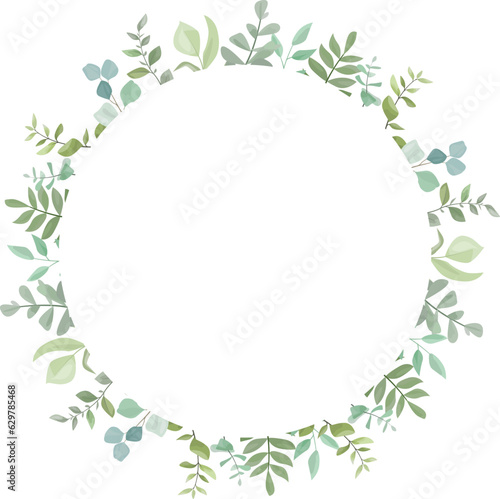 frame with green leaves decoration