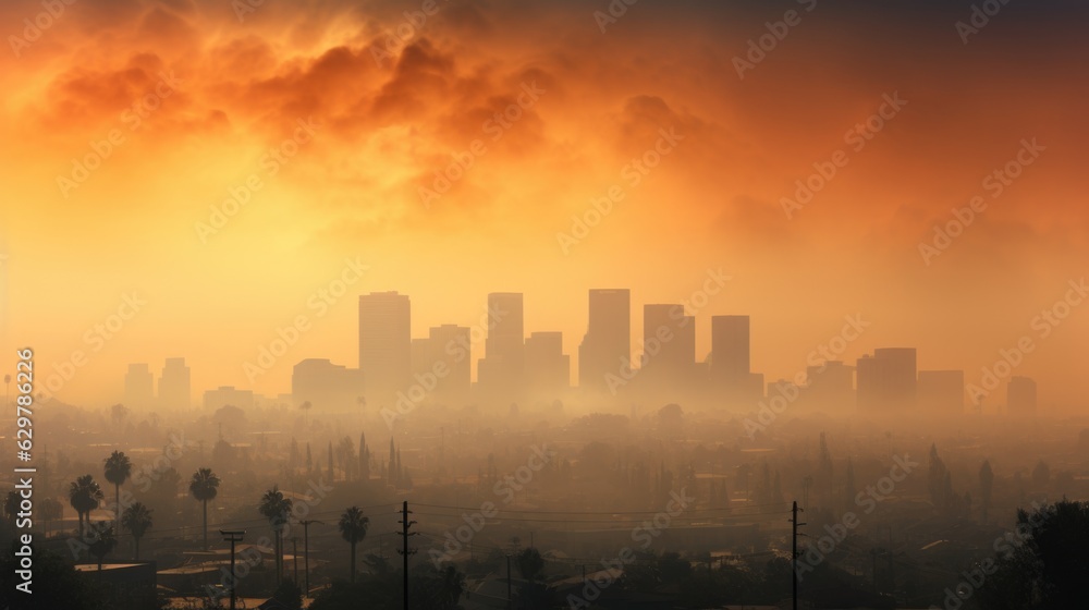 city skyline with a thick layer of smog generative ai city skyline with a thick layer of smog generative ai