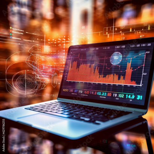 Digital motion of market chart and business futurist