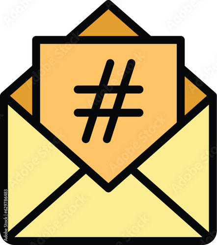 Mail post icon outline vector. Smm delivery. Social marketing color flat