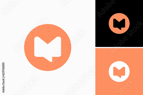 initial letter m with chat premium logo vector template